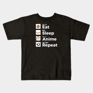 Eat Sleep Anime Repeat Again Kids T-Shirt